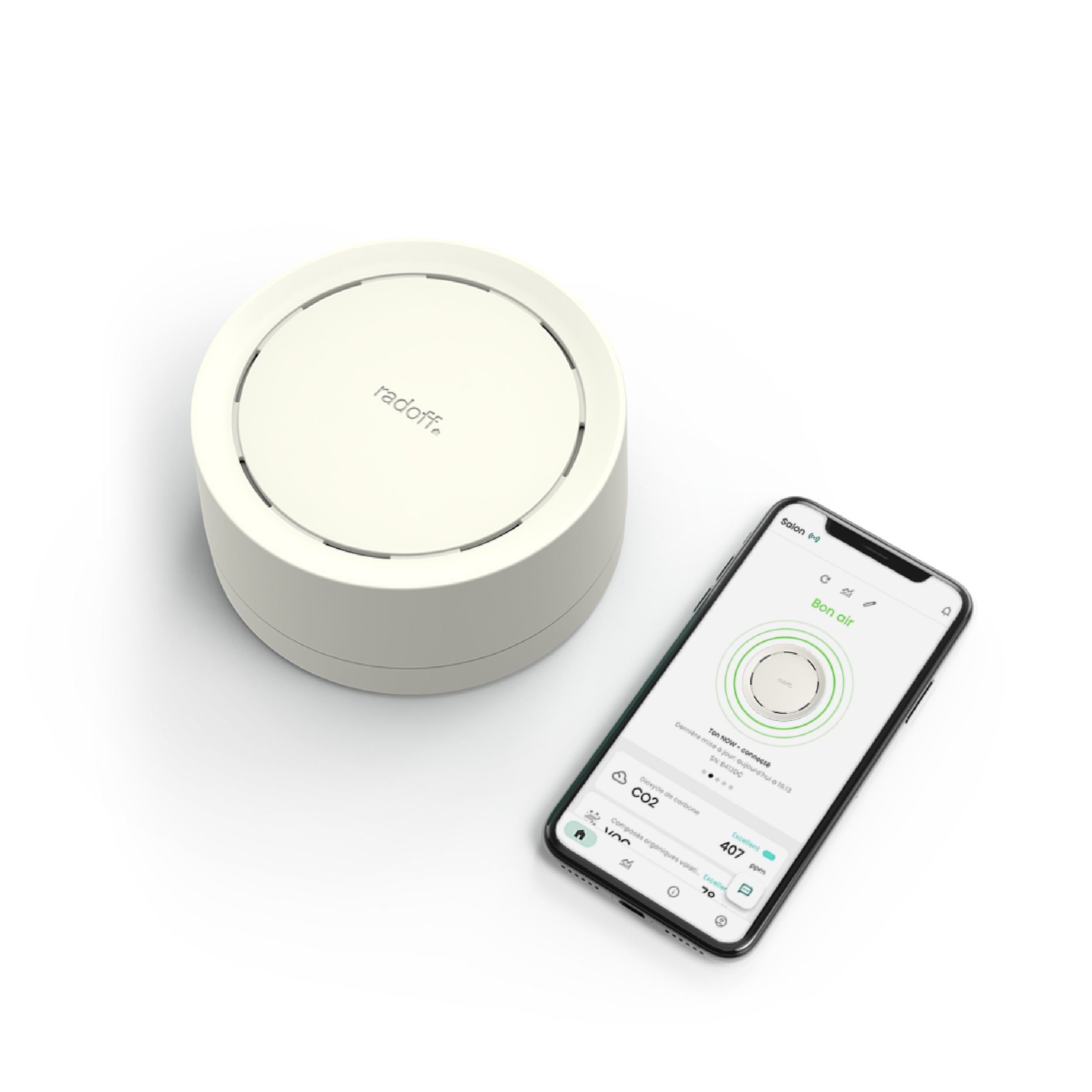 Dispositif Radoff Now blanc : application simple et intuitive.