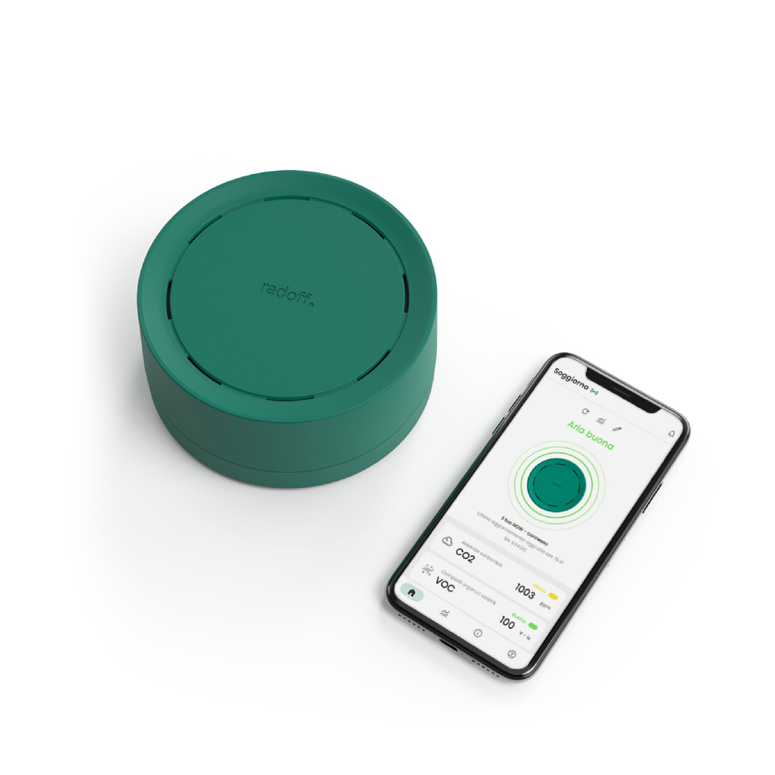 Dispositivo Radoff Now verde: applicazione semplice e intuitiva.